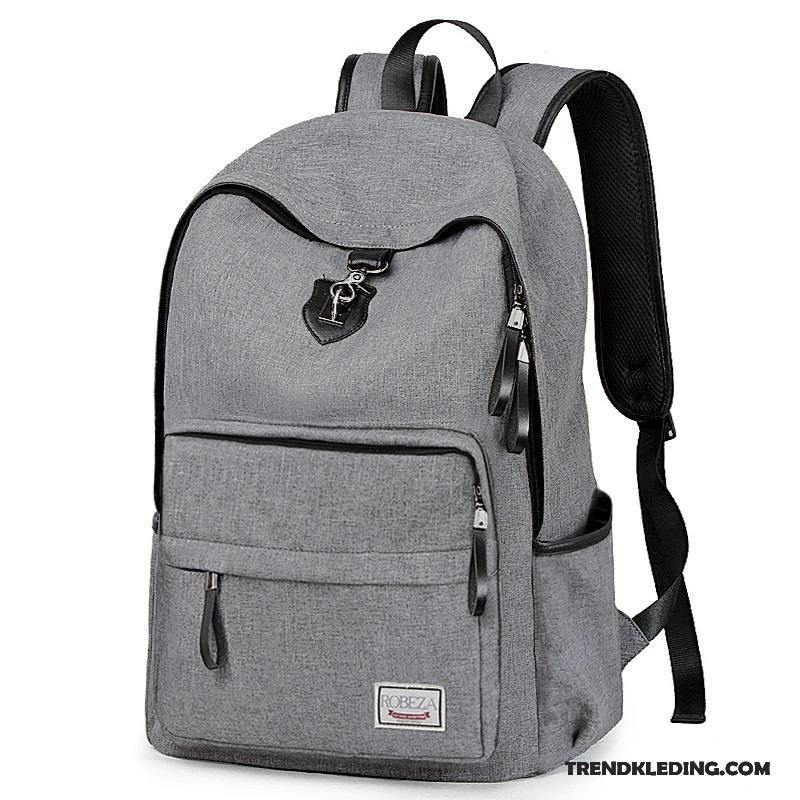 Rugzak Heren Mode Casual Tas Groot Trend Student Grijs Licht