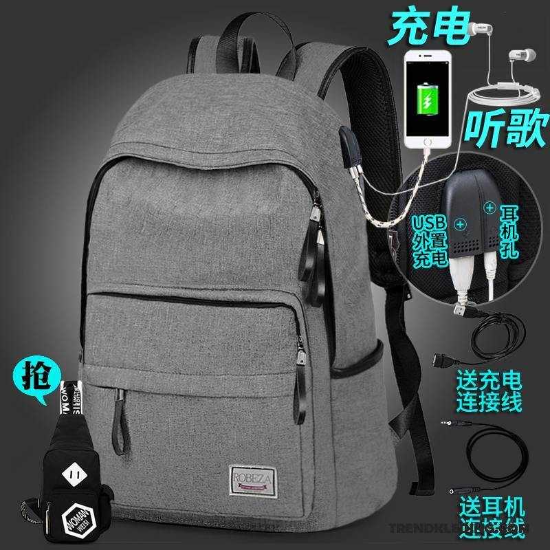 Rugzak Heren Mode Casual Tas Groot Trend Student Grijs Licht