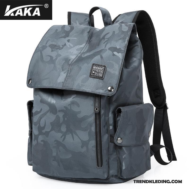 Rugzak Heren Reizen Groot Schooltas Dames Trend Casual Camouflage Grijs