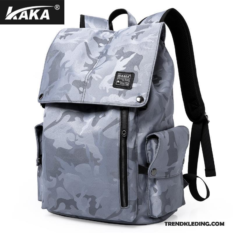 Rugzak Heren Reizen Groot Schooltas Dames Trend Casual Camouflage Grijs