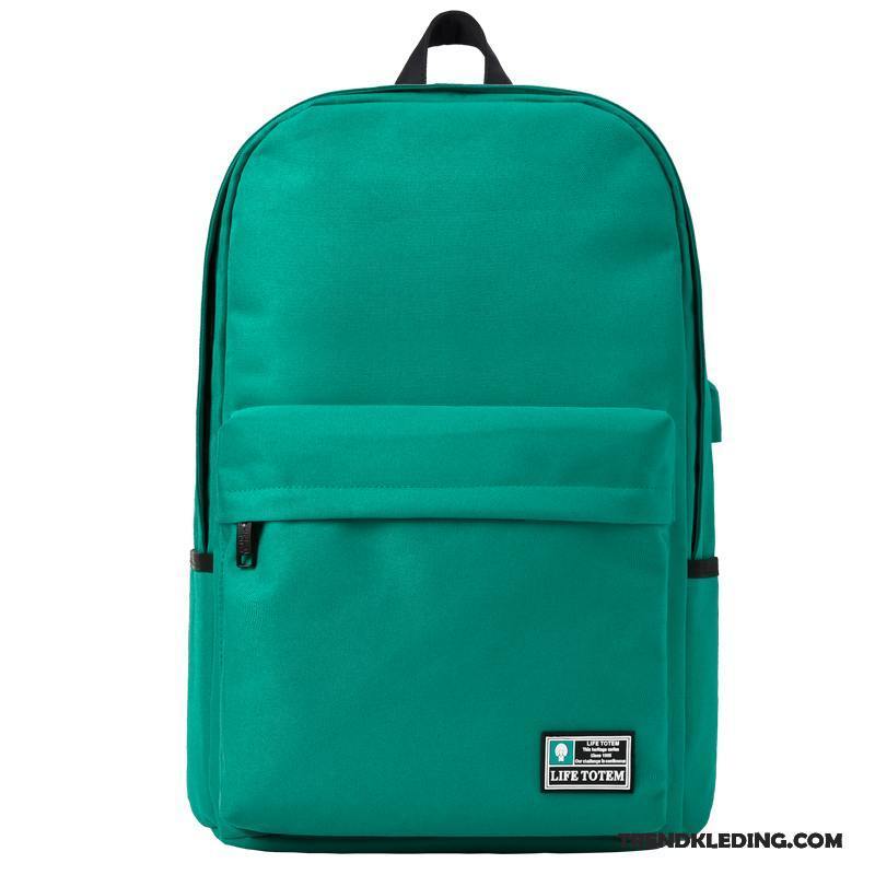 Rugzak Heren Schooltas Casual Dames Eenvoudig Mode Student Effen Kleur Groen