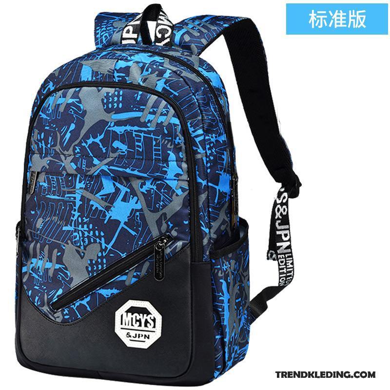 Rugzak Heren Schooltas Gemiddelde De Middelbare School Student Mode Groot Marineblauw