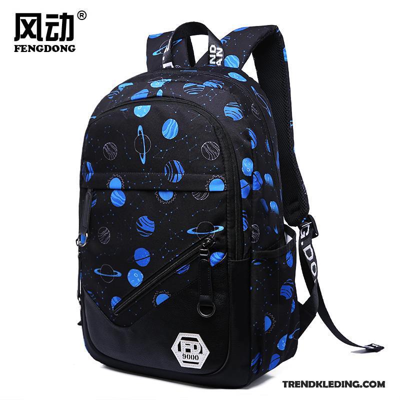 Rugzak Heren Student Trend Tiener Schooltas De Middelbare School Gemiddelde Marineblauw