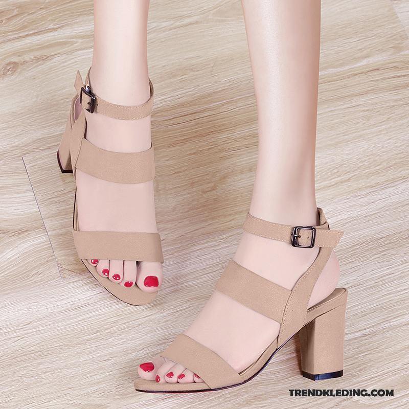 Sandalen Dames Platform Rome Zomer Sandaal Hoge Hakken Open Teen Zwart