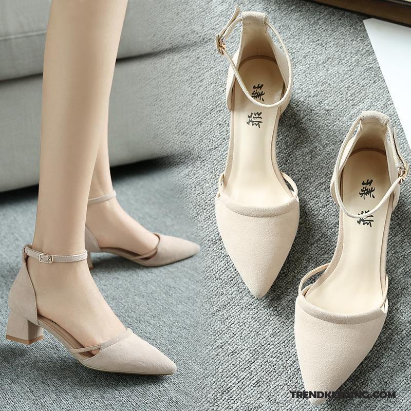 Sandalen Dames Sandaal Vrouwen Hoge Hakken Punt Dikke Zool Schoenen Roze