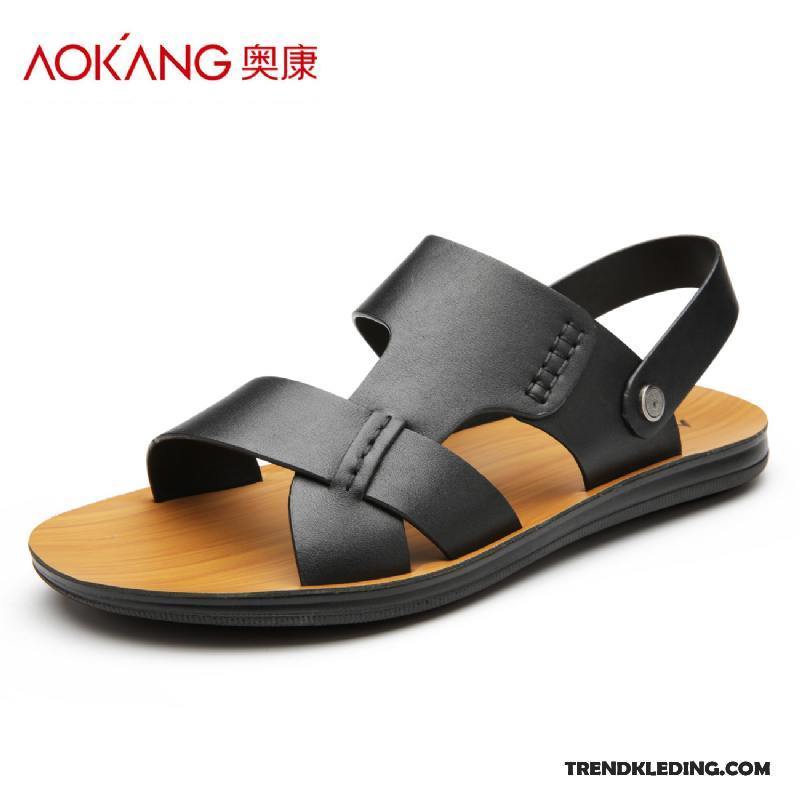 Sandalen Heren Antislip Leer Mannen 2018 Echt Leer Zomer Zandkleur Bruine