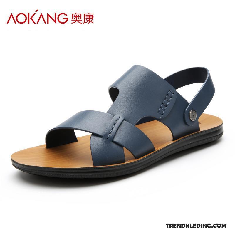 Sandalen Heren Antislip Leer Mannen 2018 Echt Leer Zomer Zandkleur Bruine