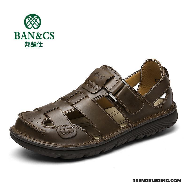 Sandalen Heren Casual Zachte Zolen Zomer Schoenen Sandaal Outdoor Zandkleur Bruine