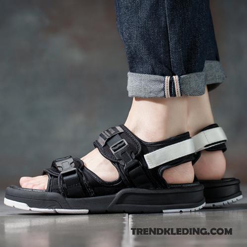 Sandalen Heren Jeugd Dikke Zool Sandaal Mannen Casual Trend Zandkleur Zwart