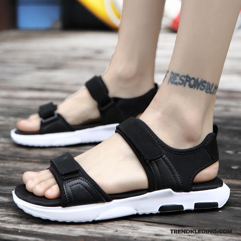 Sandalen Heren Sandaal Pantoffels Schoenen Outdoor Zomer Antislip Zandkleur Zwart