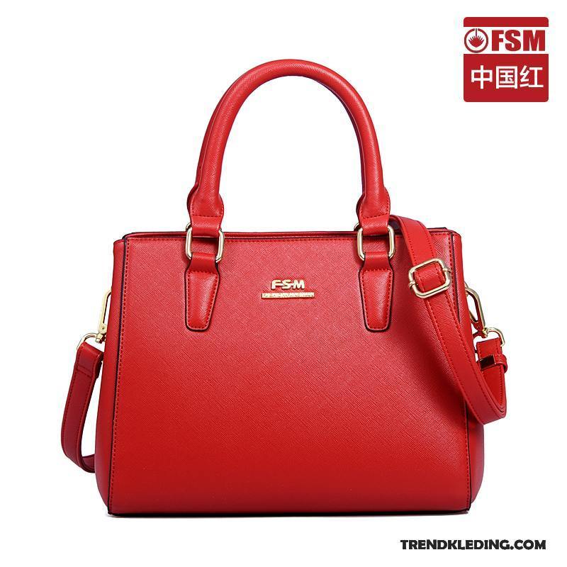 Schoudertas Dames Europa Herringbone Mode Messenger Tas Mini Handtas Roze Rood