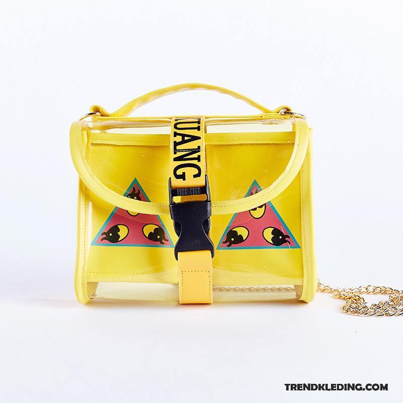 Schoudertas Dames Handtas Messenger Tas Ketting Trend Doorzichtig Bloemen Geel