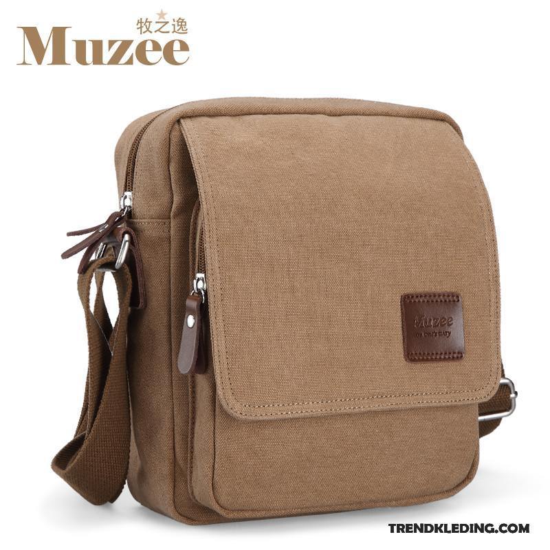 Schoudertas Heren Business Rugzak Canvas Messenger Tas Mini Casual Grijs Donker