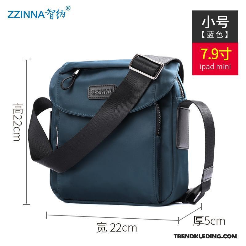 Schoudertas Heren Messenger Tas Sport Casual Rugzak Nylon Trend Donkerblauw