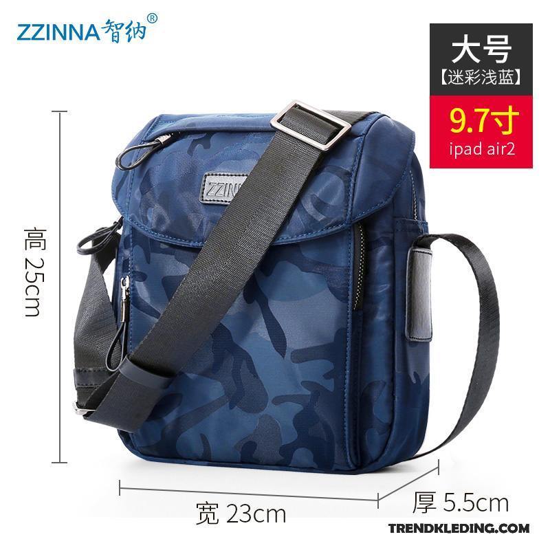 Schoudertas Heren Messenger Tas Sport Casual Rugzak Nylon Trend Donkerblauw