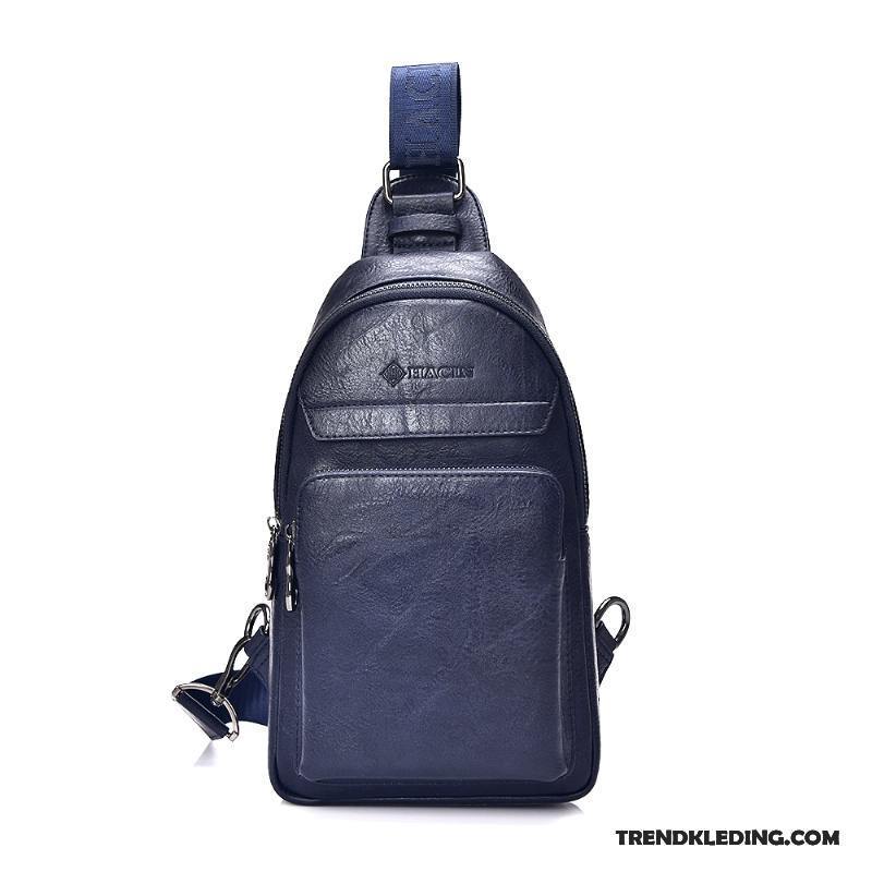 Schoudertas Heren Nieuw Trend Mini Casual Rugzak Messenger Tas Marineblauw