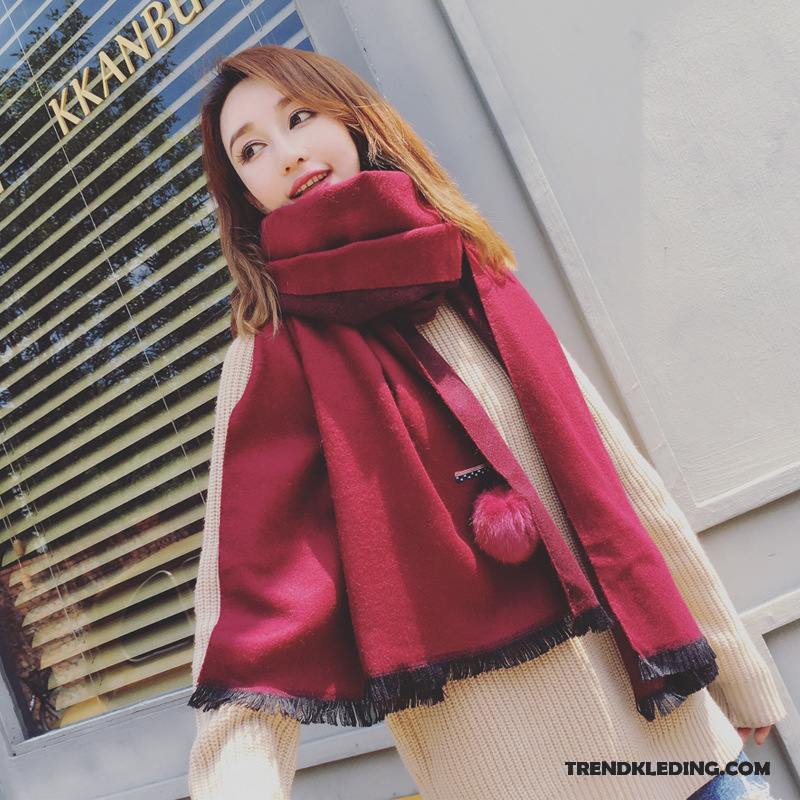 Sjaal Dames Dual Gebruik Student Groot Winter Blijf Warm Slabbetje Rood
