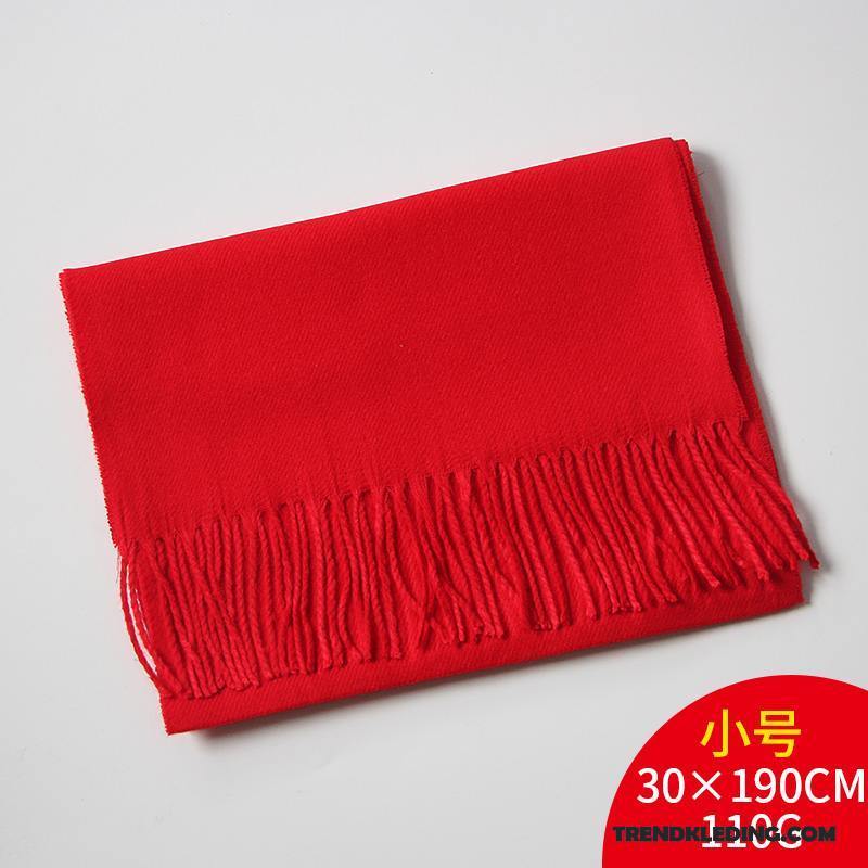 Sjaal Dames Mini Kasjmier Winter Slabbetje Gemiddelde Heren Kleur Effen Kleur Rood Zwart