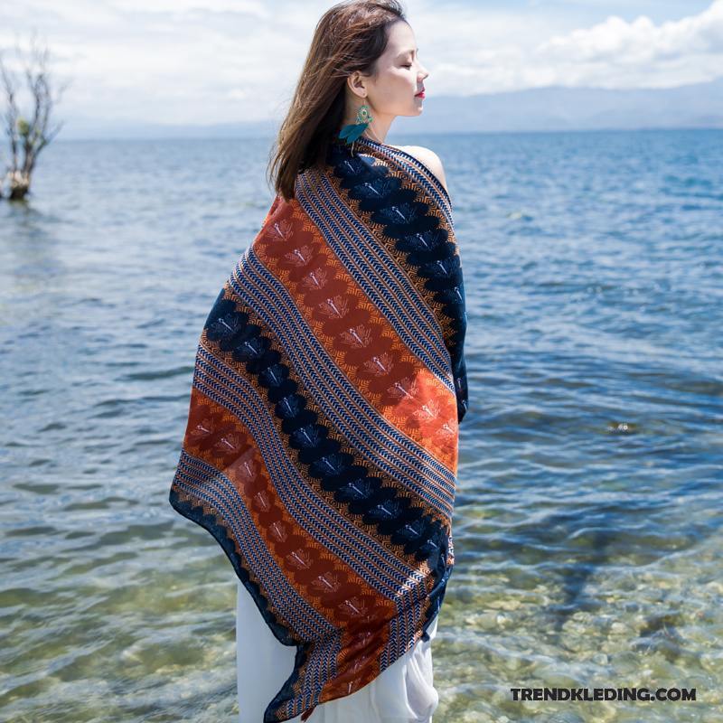 Sjaal Dames Zomer Nieuw 2018 Groot Zonnebrandcrème Dual Gebruik Blauw Zandkleur