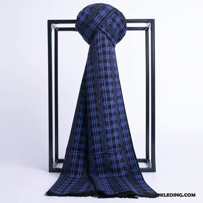 Sjaal Heren Herfst Zuiver Zijde Winter Dames Fluweel Blauw