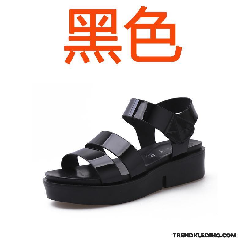 Sleehakken Dames Velcro Zomer Student Grote Maten Schoenen Plat Zilver
