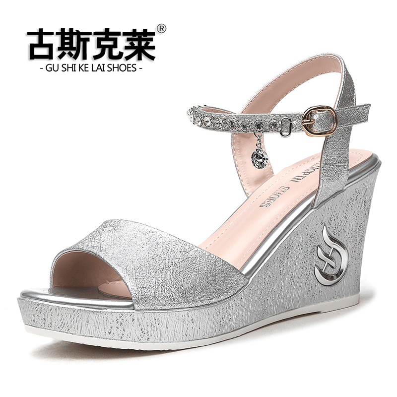 Sleehakken Dames Vis Mond Rome Plateauzool Zomer Platform Schoenen Gouden