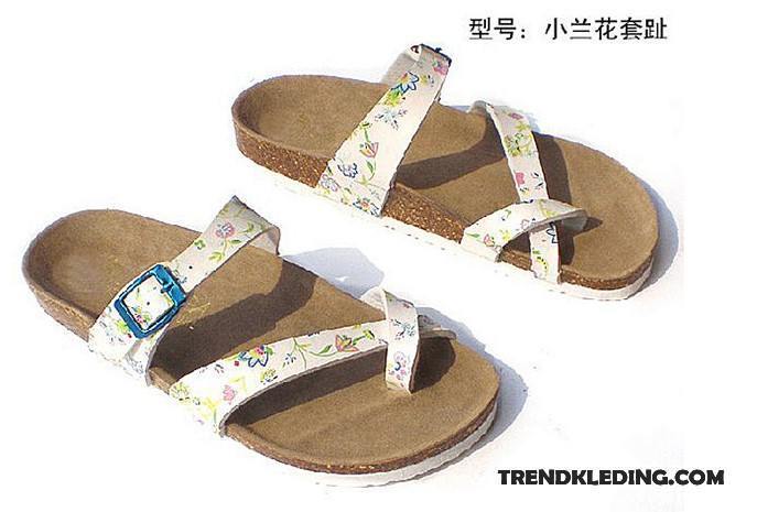 Slippers Dames Echt Leer Mode Pantoffels Bovenkleding Schoenen Zomer Zandkleur Zwart