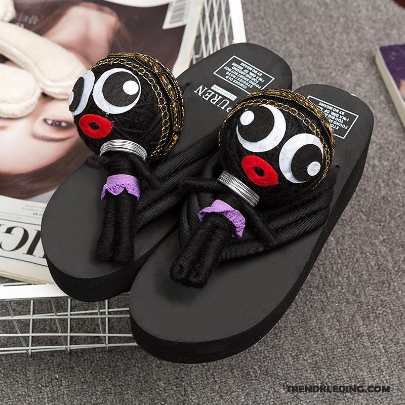 Slippers Dames Hoge Hakken Vrouwen Plateauzool Zomer Persoonlijk Antislip Zwart