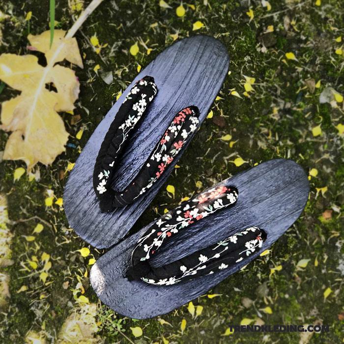 Slippers Dames Schoenen Rubber Vrouwen Houten Pantoffels Donkerblauw Zwart