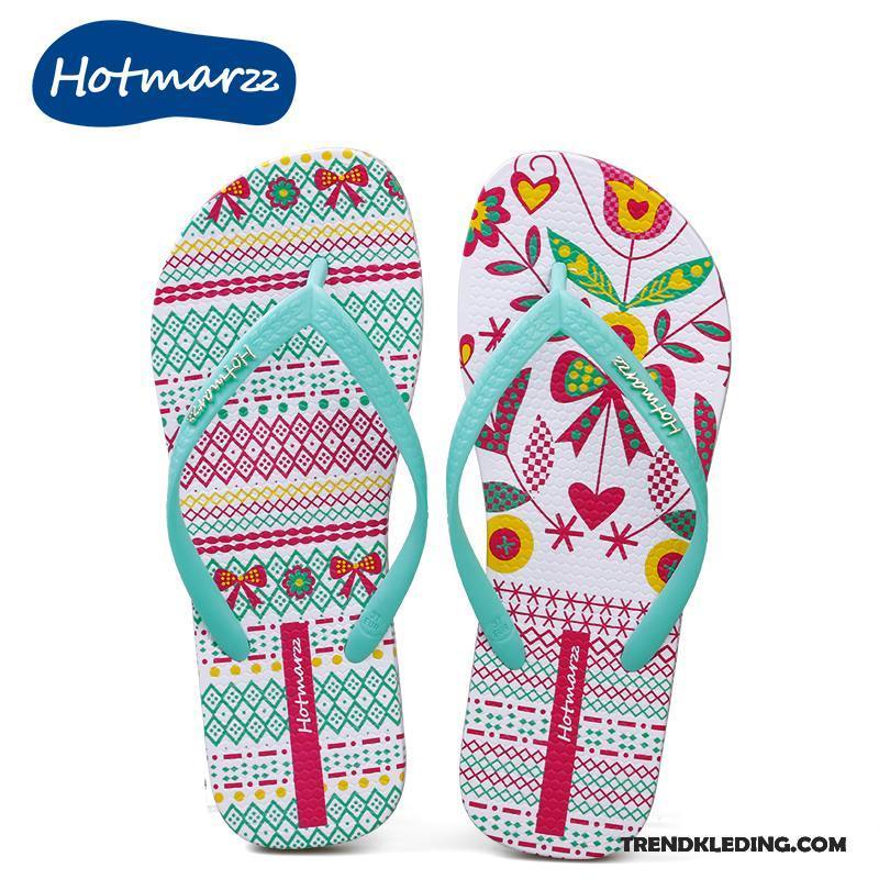 Slippers Dames Strand Plat Antislip Zomer Badkamer Schoenen Zandkleur Rood