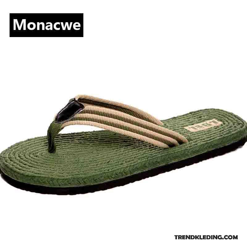 Slippers Heren Zomer Schoenen Persoonlijk Eenvoudige Outdoor Antislip Zandkleur Groen