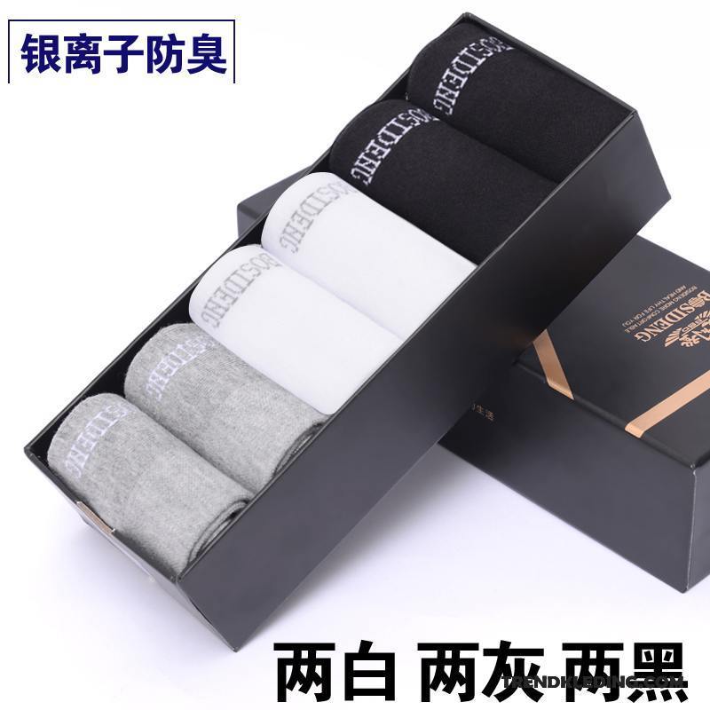 Sokken Heren Midden Blijf Warm Katoenen Sokken Antibacteriële Sport Deodorant Zilver Grijs Beige