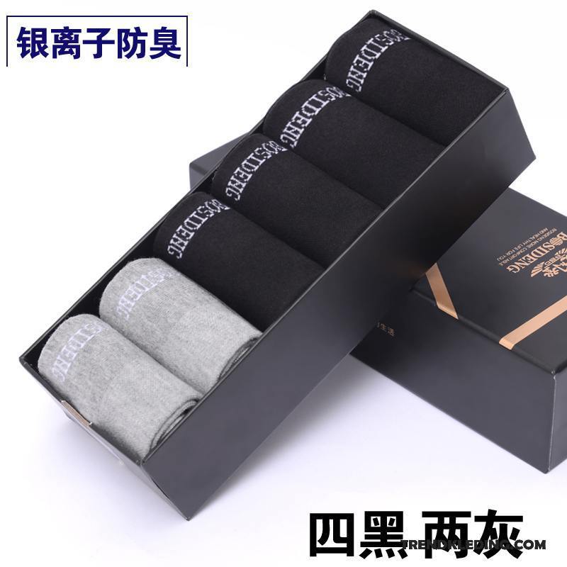 Sokken Heren Midden Blijf Warm Katoenen Sokken Antibacteriële Sport Deodorant Zilver Grijs Beige