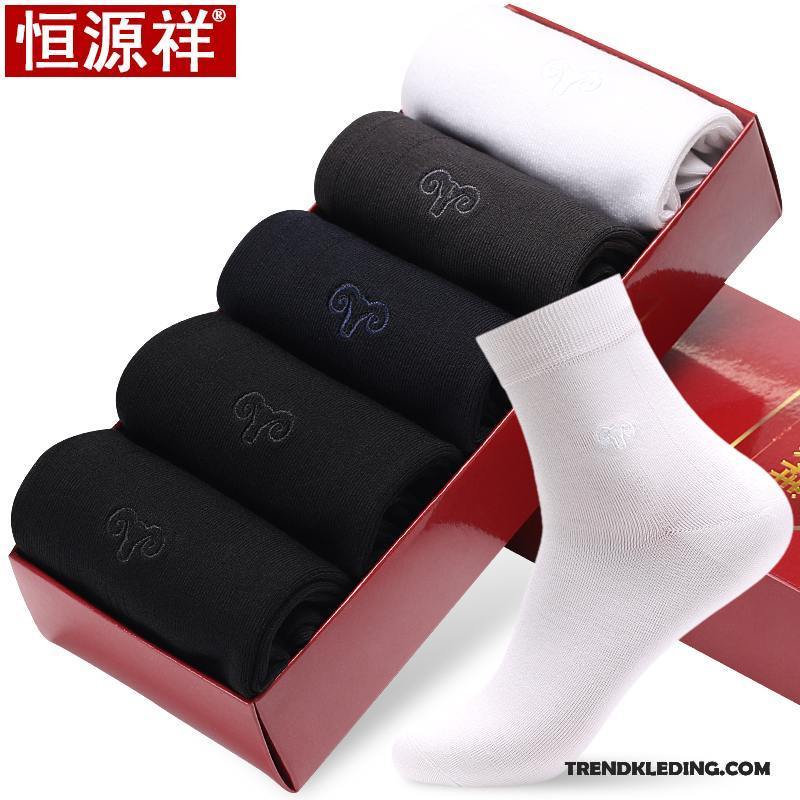 Sokken Heren Midden Deodorant Hygroscopisch Sport Vier Seizoenen Katoenen Sokken Zwart