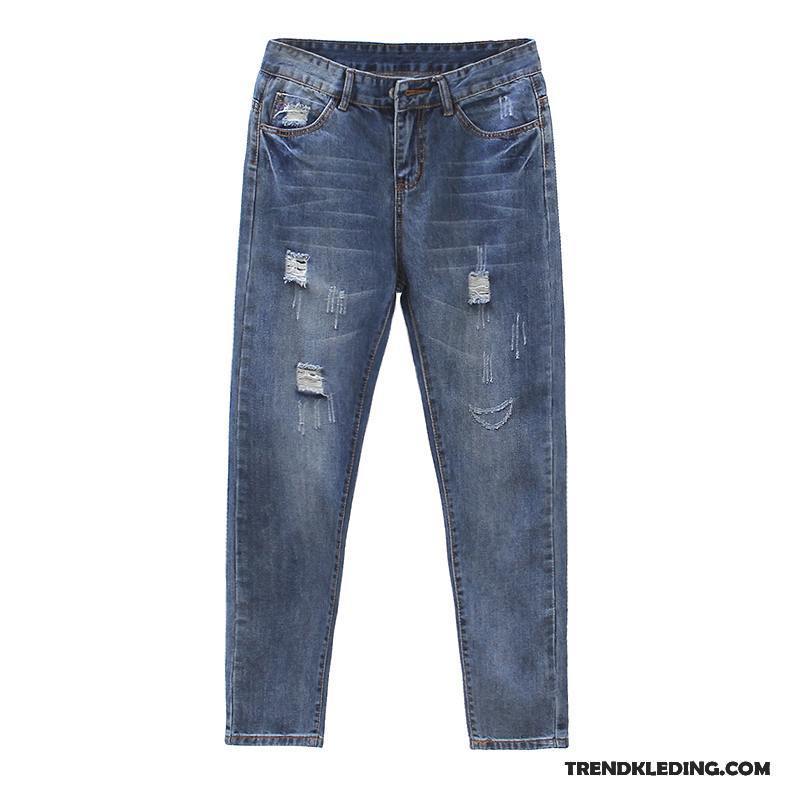 Spijkerbroek Dames Spijkerbroek Jeans 2018 Gaten Voorjaar Nieuw Losse Blauw