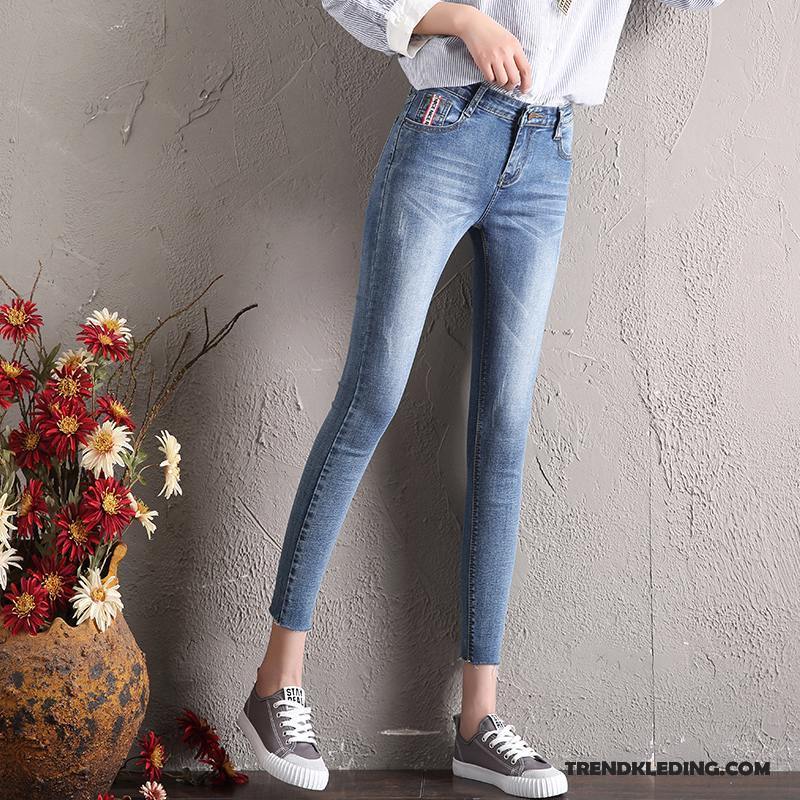 Spijkerbroek Dames Voorjaar Elastiek Trend Spijkerbroek Jeans 2018 Gaten Blauw