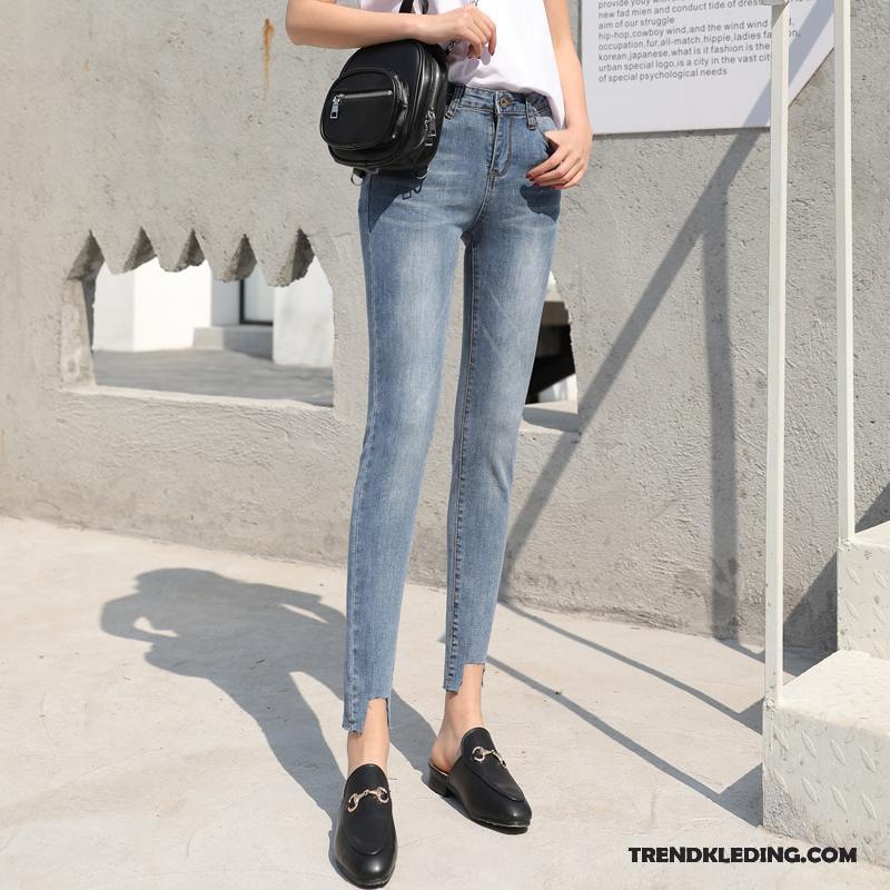 Spijkerbroek Dames Zomer Mini Skinny Dunne Spijkerbroek Jeans Hoge Taille Lichtblauw