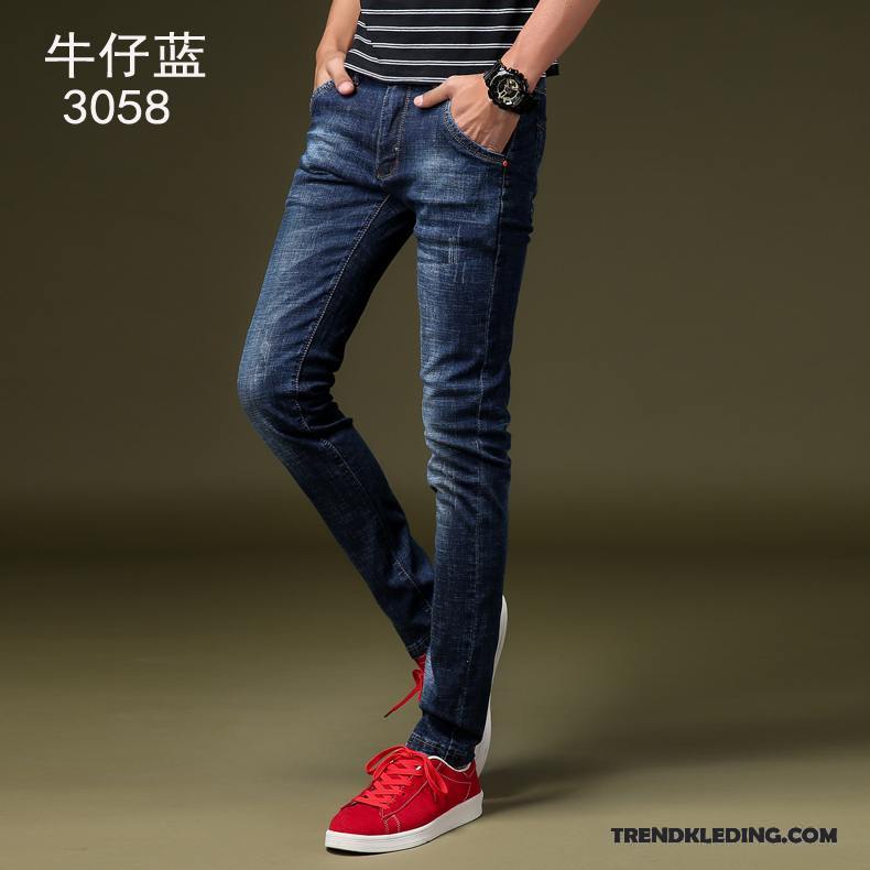 Spijkerbroek Heren Hoge Zomer Spijkerbroek Jeans Mannelijk Slim Fit Jeugd Zwart Donker