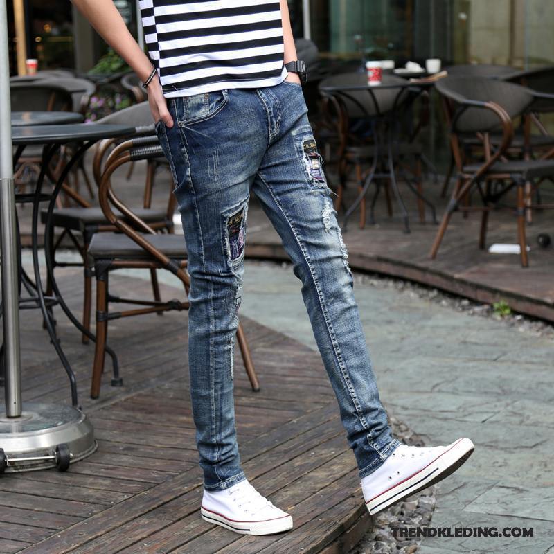 Spijkerbroek Heren Lange Trend Slim Fit Mannelijk Spijkerbroek Jeans Dunne Lichtblauw