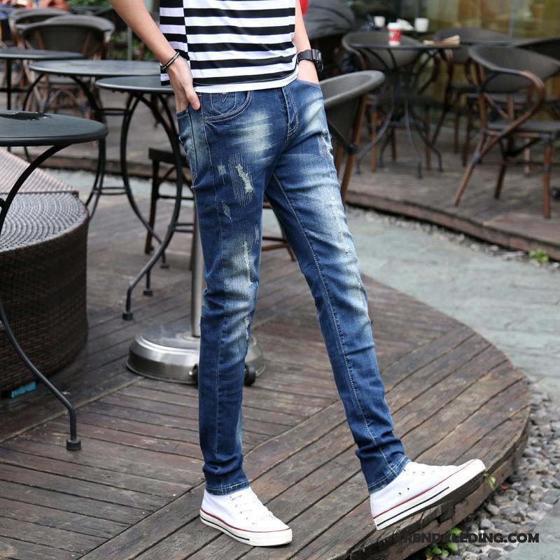Spijkerbroek Heren Lange Trend Slim Fit Mannelijk Spijkerbroek Jeans Dunne Lichtblauw