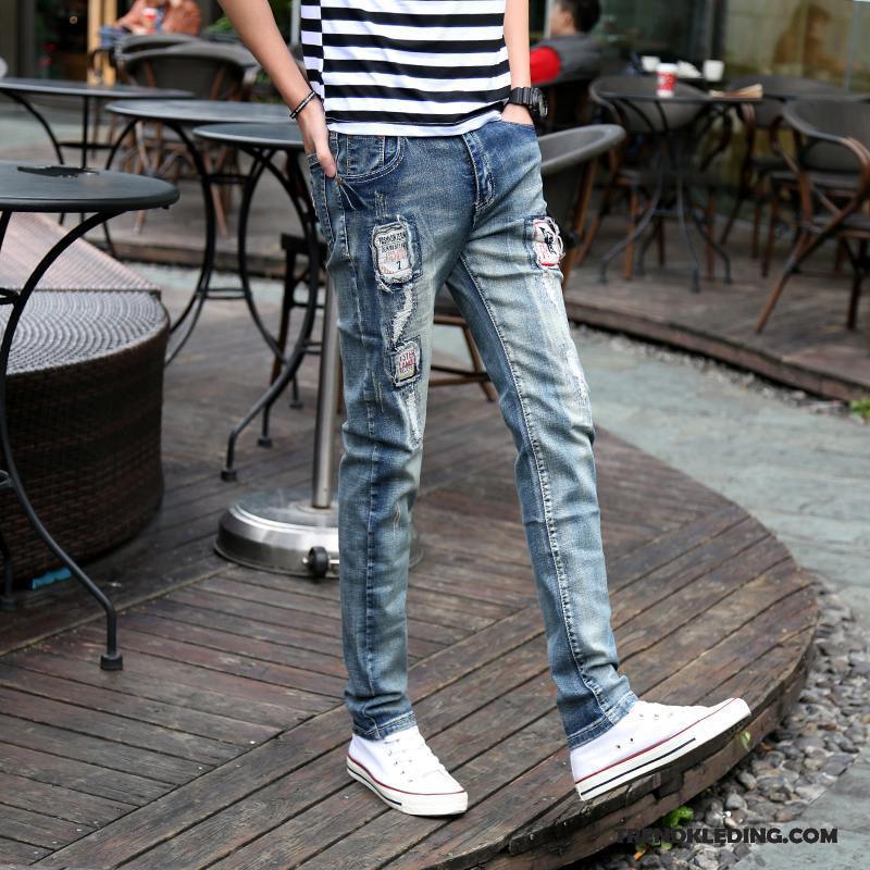 Spijkerbroek Heren Lange Trend Slim Fit Mannelijk Spijkerbroek Jeans Dunne Lichtblauw