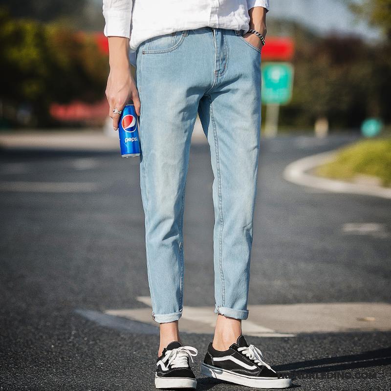 Spijkerbroek Heren Mannelijk 2018 Gaten Voorjaar Mini Spijkerbroek Jeans Donkerblauwe Licht