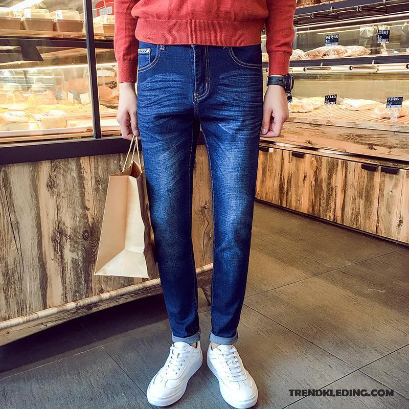 Spijkerbroek Heren Mannelijk Nieuw Trend Jeugd Spijkerbroek Jeans Elastiek Blauw
