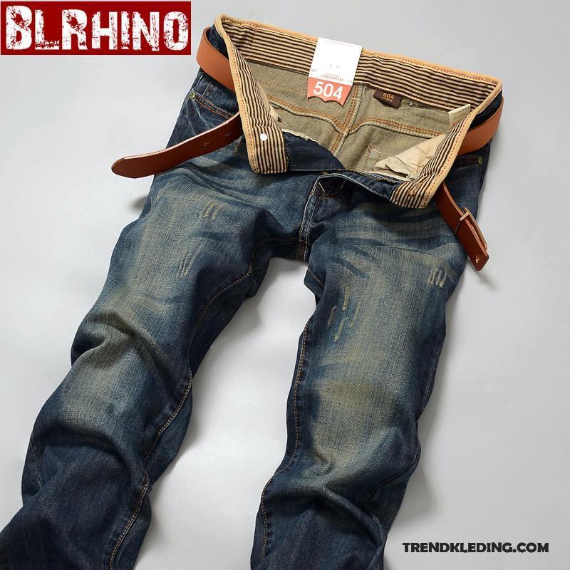 Spijkerbroek Heren Mode Spijkerbroek Jeans Rechtdoor Mannelijk Casual Vintage Donkerblauw