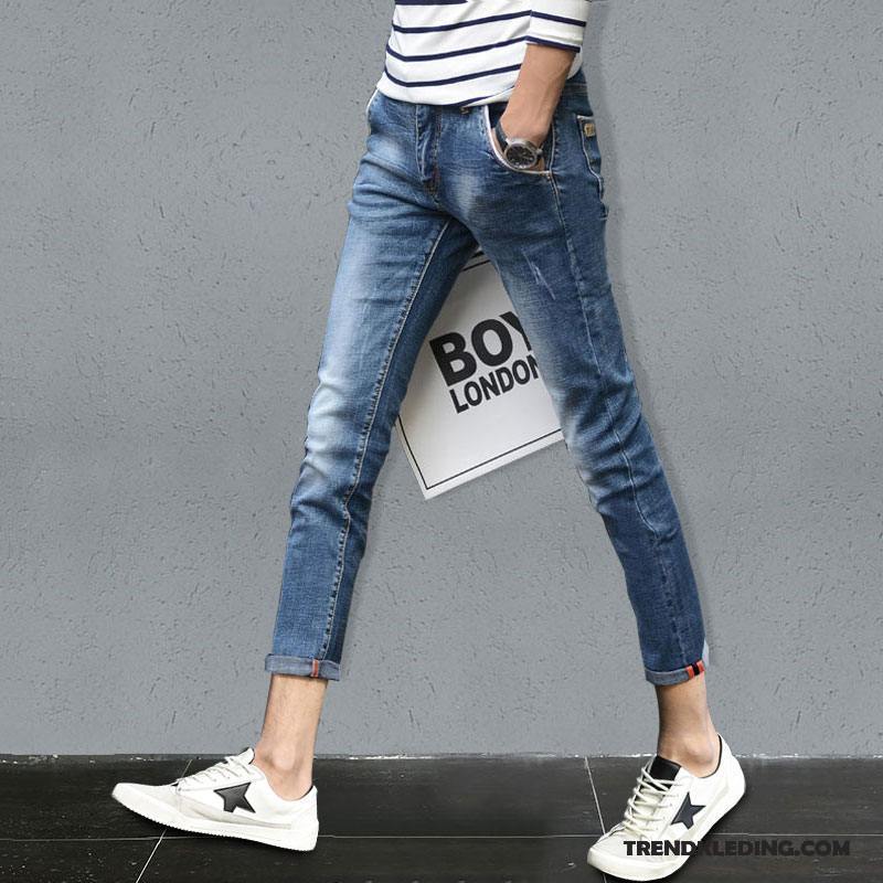 Spijkerbroek Heren Slim Fit Rechtdoor Spijkerbroek Jeans Mini Voorjaar Mannelijk Blauw