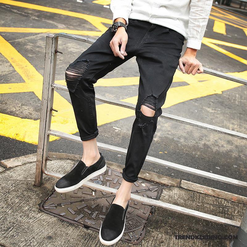 Spijkerbroek Heren Spijkerbroek Jeans 2018 Gaten Trend Potlood Broek Mannelijk Zwart