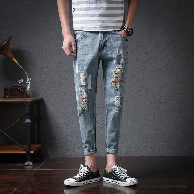 Spijkerbroek Heren Spijkerbroek Jeans Dunne Slim Fit Mannelijk Zomer Strak Grijs