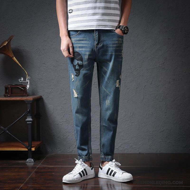 Spijkerbroek Heren Spijkerbroek Jeans Dunne Slim Fit Mannelijk Zomer Strak Grijs