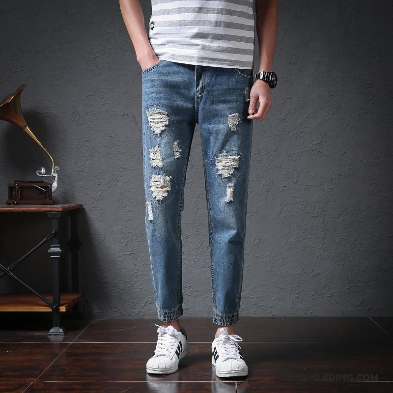 Spijkerbroek Heren Spijkerbroek Jeans Dunne Slim Fit Mannelijk Zomer Strak Grijs