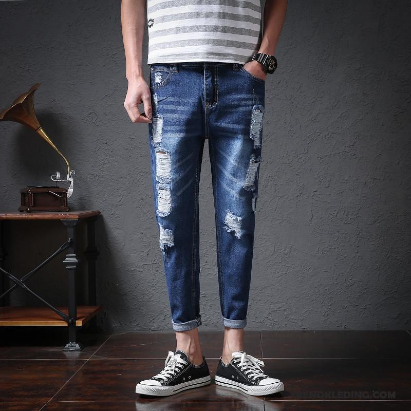 Spijkerbroek Heren Spijkerbroek Jeans Dunne Slim Fit Mannelijk Zomer Strak Grijs